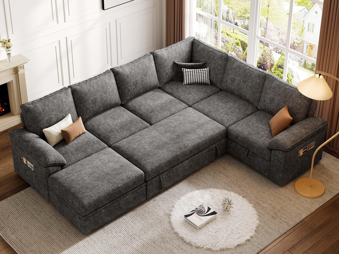 Sectional Sofa Sleeper with Pull Out Bed