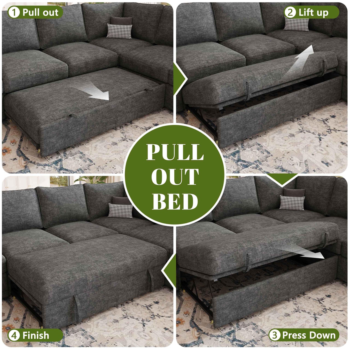 Sectional Sofa Sleeper with Pull Out Bed