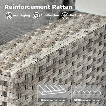 10 Pieces Patio Furniture Set, Outdoor Wicker Sectional Sofa with 30" Fire Pit Table & Swivel Chairs