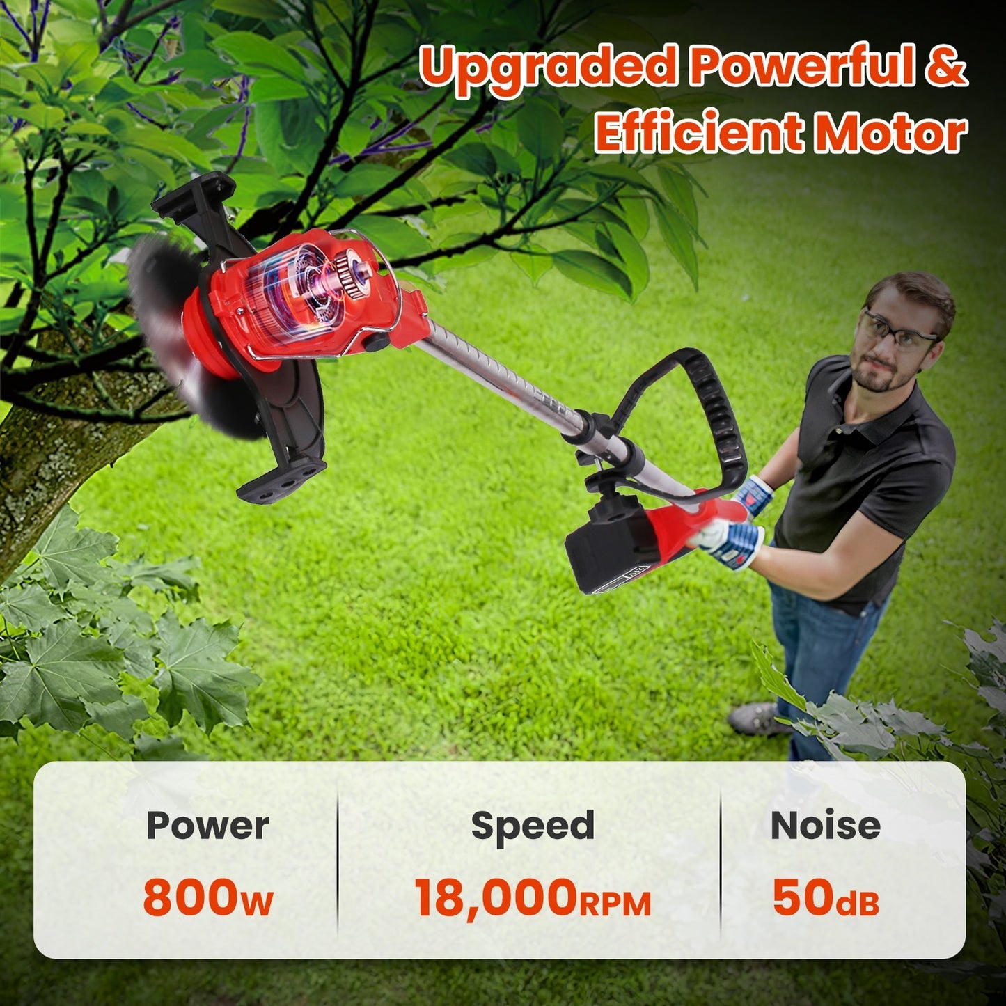 1Pc 3 In 1 Electric Cordless Grass Wacker Battery Powered Grass Trimmer With Wheels