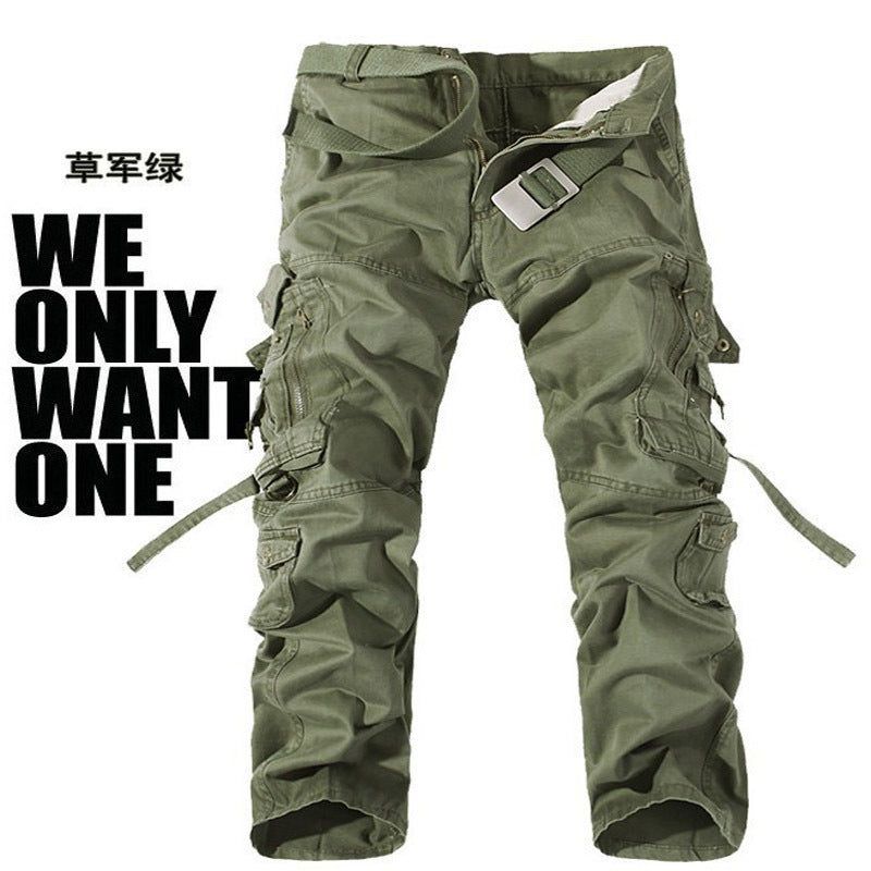 Cross-border e-commerce hot selling loose large size multi-pocket washed overalls for men outdoor large size casual pants