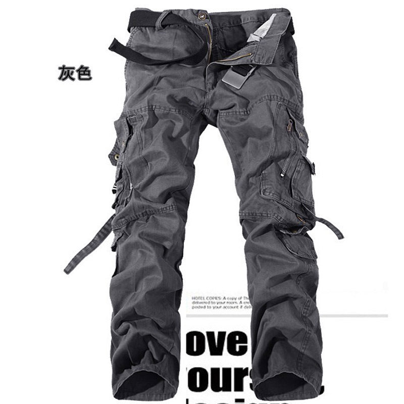 Cross-border e-commerce hot selling loose large size multi-pocket washed overalls for men outdoor large size casual pants