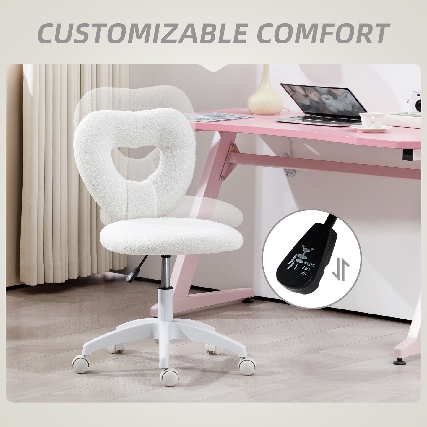 Armless Heart-Shaped Computer Desk Chair