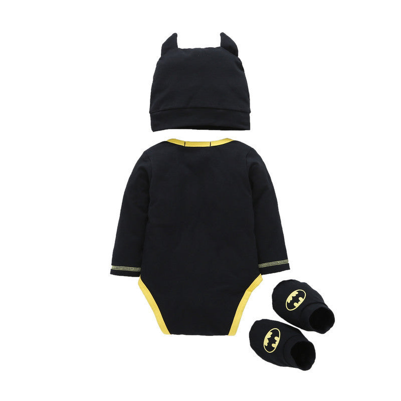New Batman Triangle Romper + Hat + Foot Cover Three-piece Set Children's Romper Set Baby Clothes