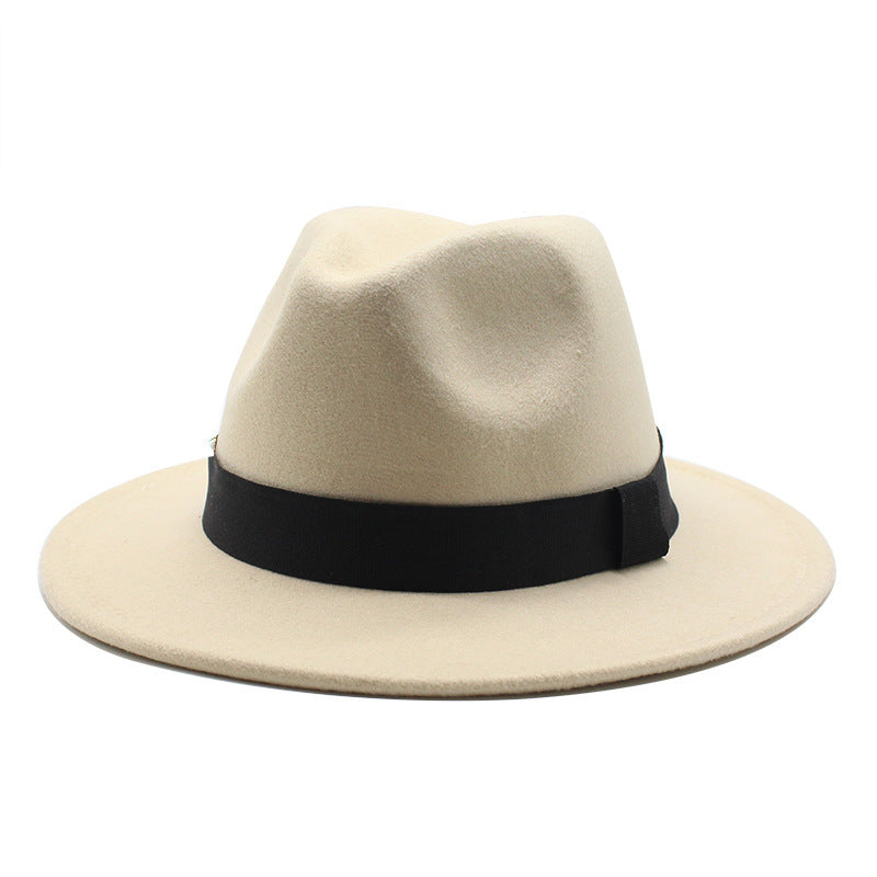 New Panama Flat Brim Fedora Hat Woolen Hat Men's And Women's Hats