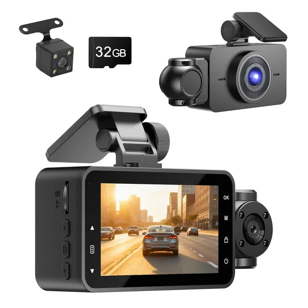 3 Channel Car Dash Cam With 32G MMC Card