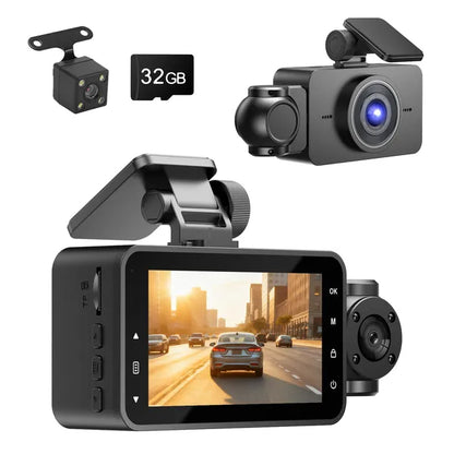 3 Channel Car Dash Cam With 32G MMC Card