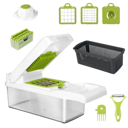 12 In 1 Vegetable Chopper With Container Food Slicer Dicer Grater Peeler