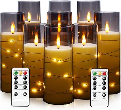 9Pc LED Flameless Candle Set with Remote