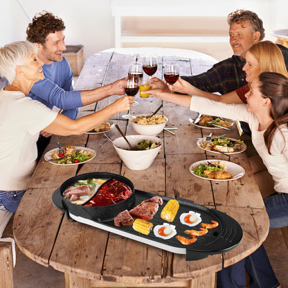 2200W  2 In 1 Electric Hot Pot With BBQ Grill Cooker Smokeless Non-Stick