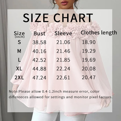 Women's 3D Floral Off Shoulder Blouse