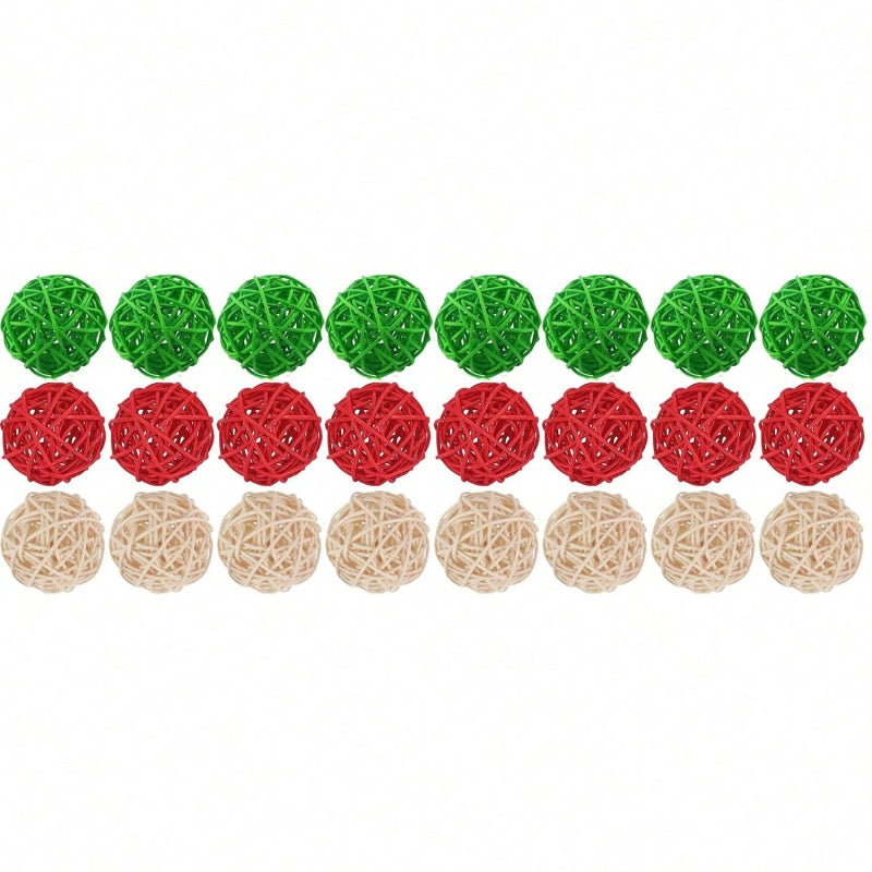 30 Pcs Christmas Rattan Wicker Balls Decorations