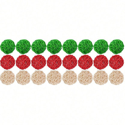 30 Pcs Christmas Rattan Wicker Balls Decorations