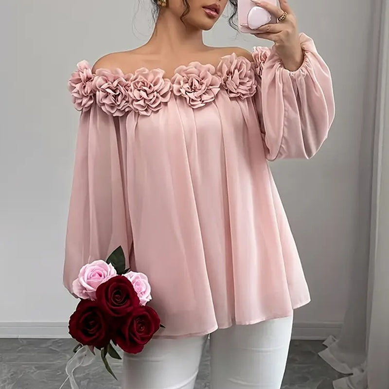 Women's 3D Floral Off Shoulder Blouse