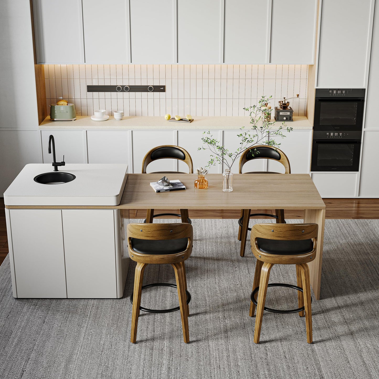 Set of 2 Swivel Bar Stools