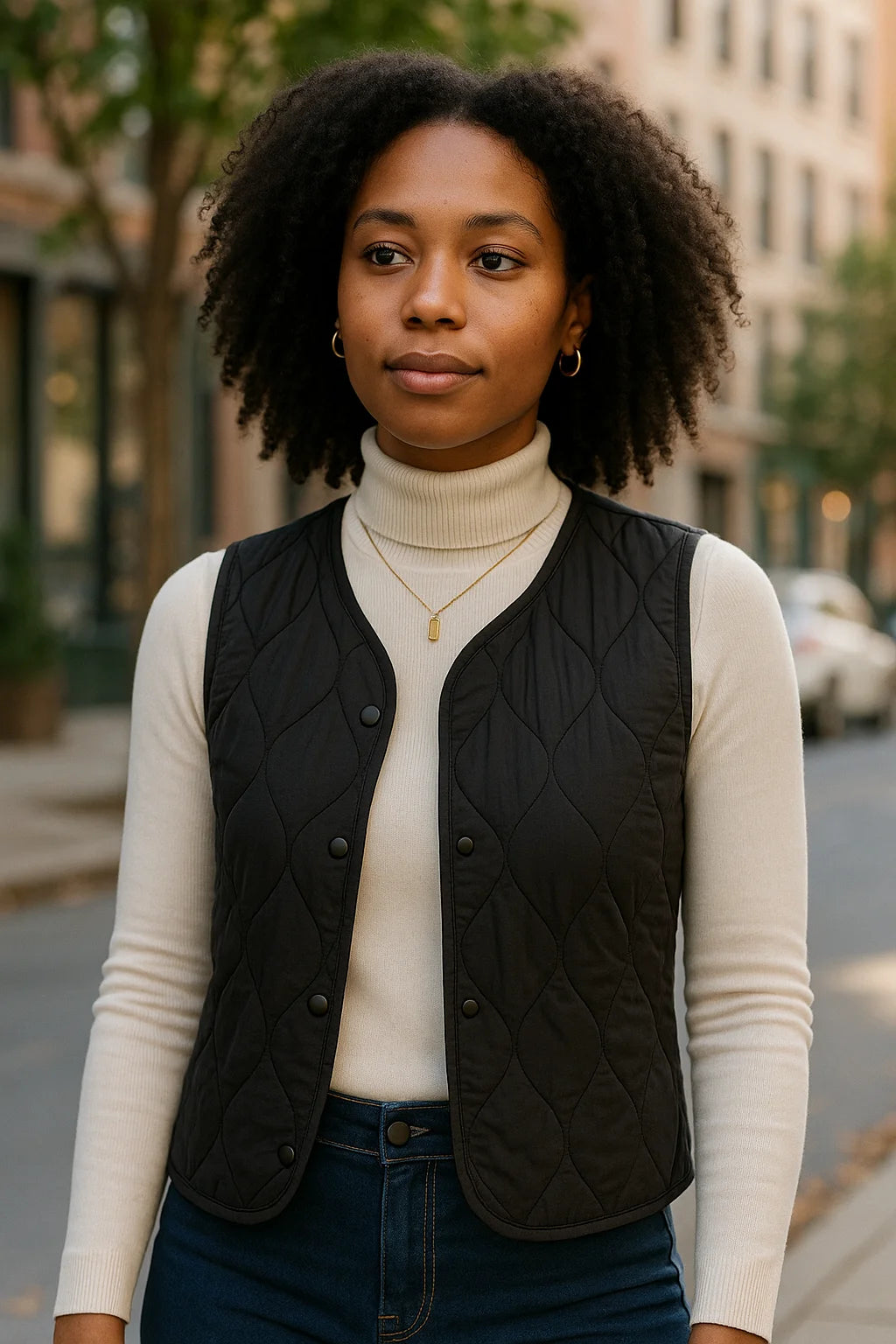 Women’s Quilted Sleeveless Vest With Soft Fur Lining