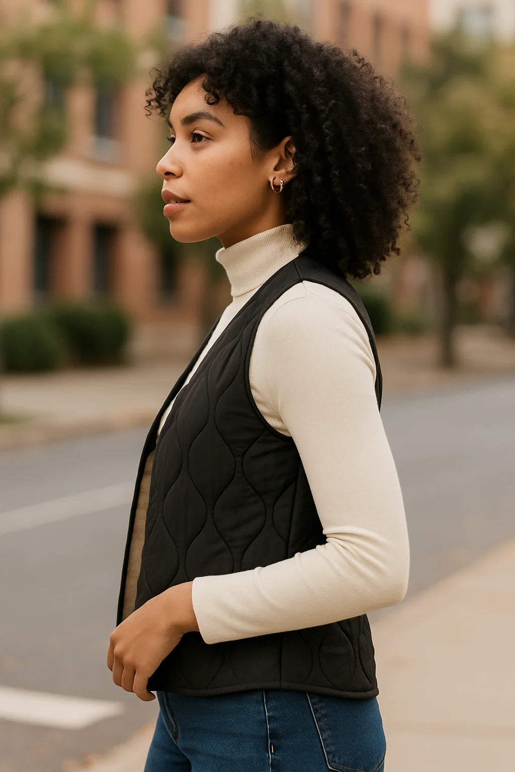Women’s Quilted Sleeveless Vest With Soft Fur Lining