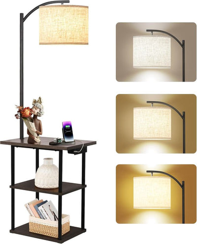 Floor Lamp with Table & Charging Station