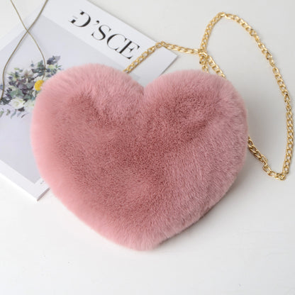 Fur Heart Shaped Purse