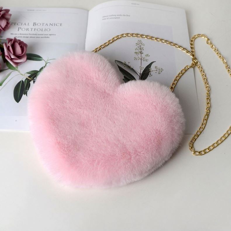 Fur Heart Shaped Purse