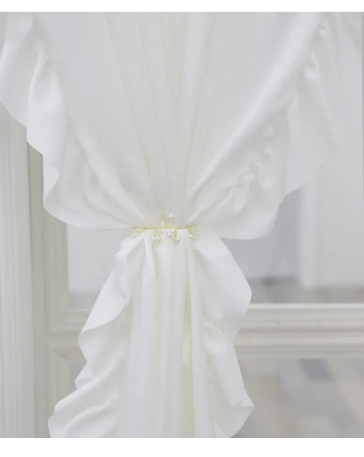 White Ruffle Sheer Curtain