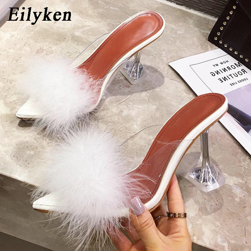 Women's Fashion Furry Slipper Heels