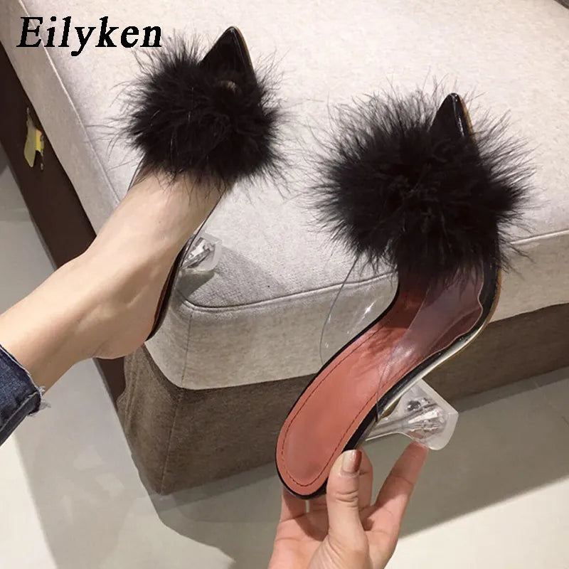 Women's Fashion Furry Slipper Heels