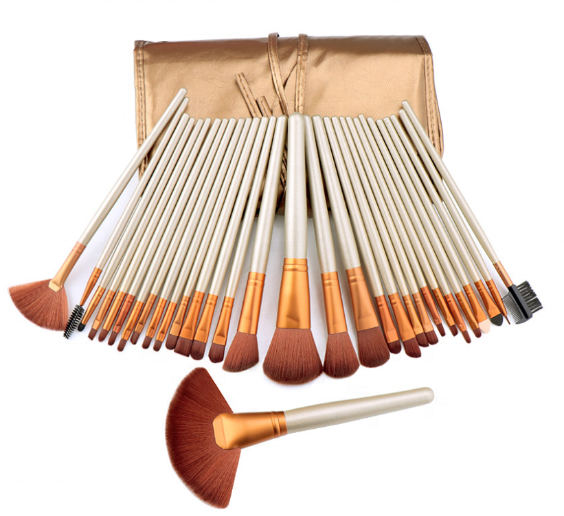 Wholesale 32 PCS Professional Makeup Brush Sets With PU Leather Carrying Case