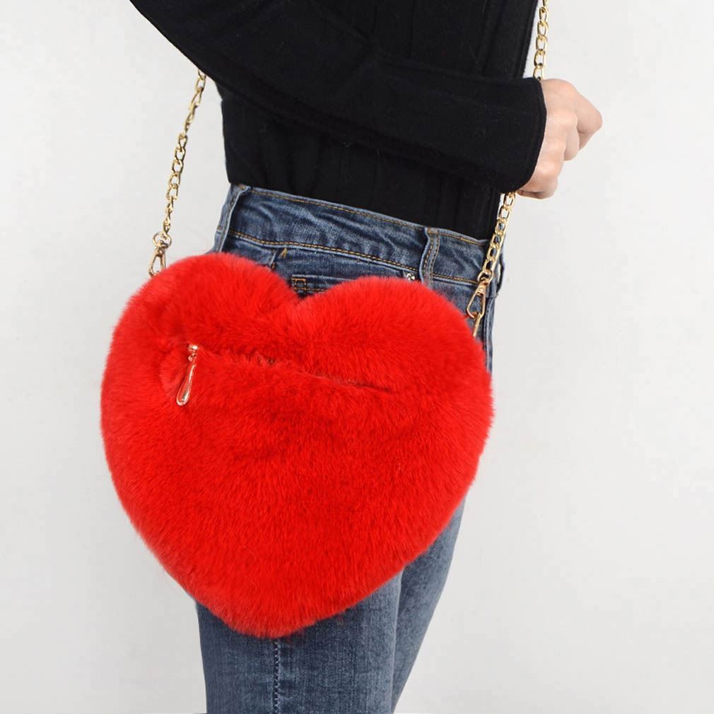 Fur Heart Shaped Purse