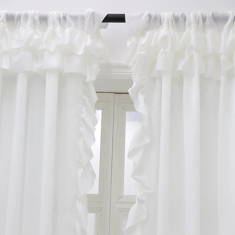 White Ruffle Sheer Curtain