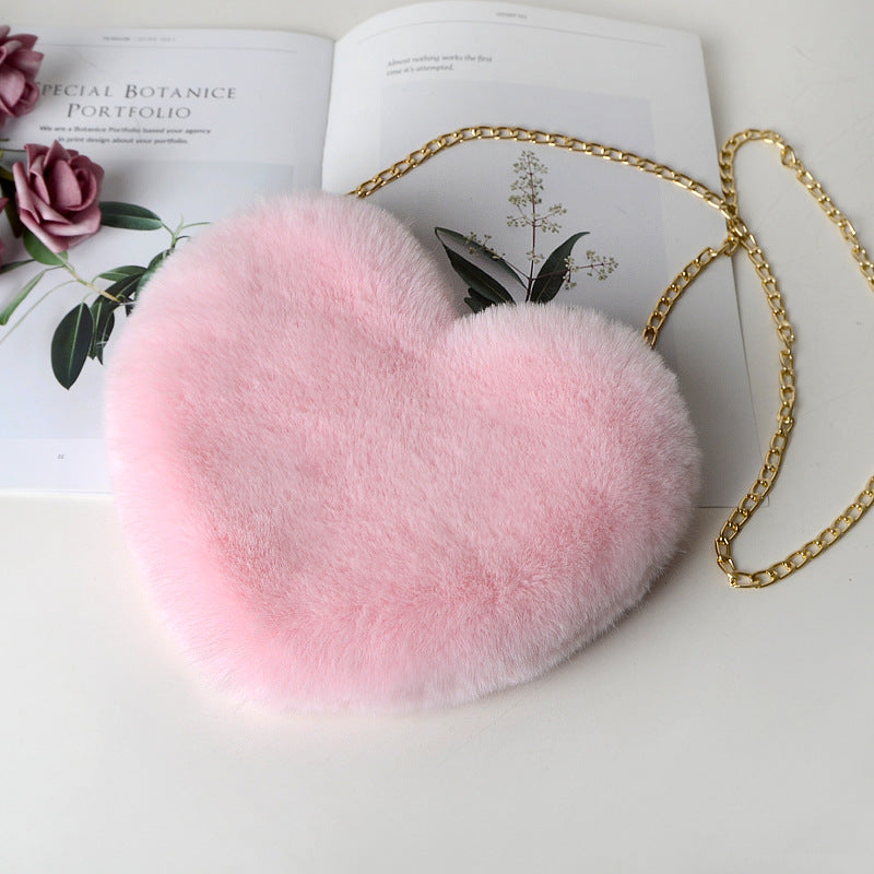 Fur Heart Shaped Purse