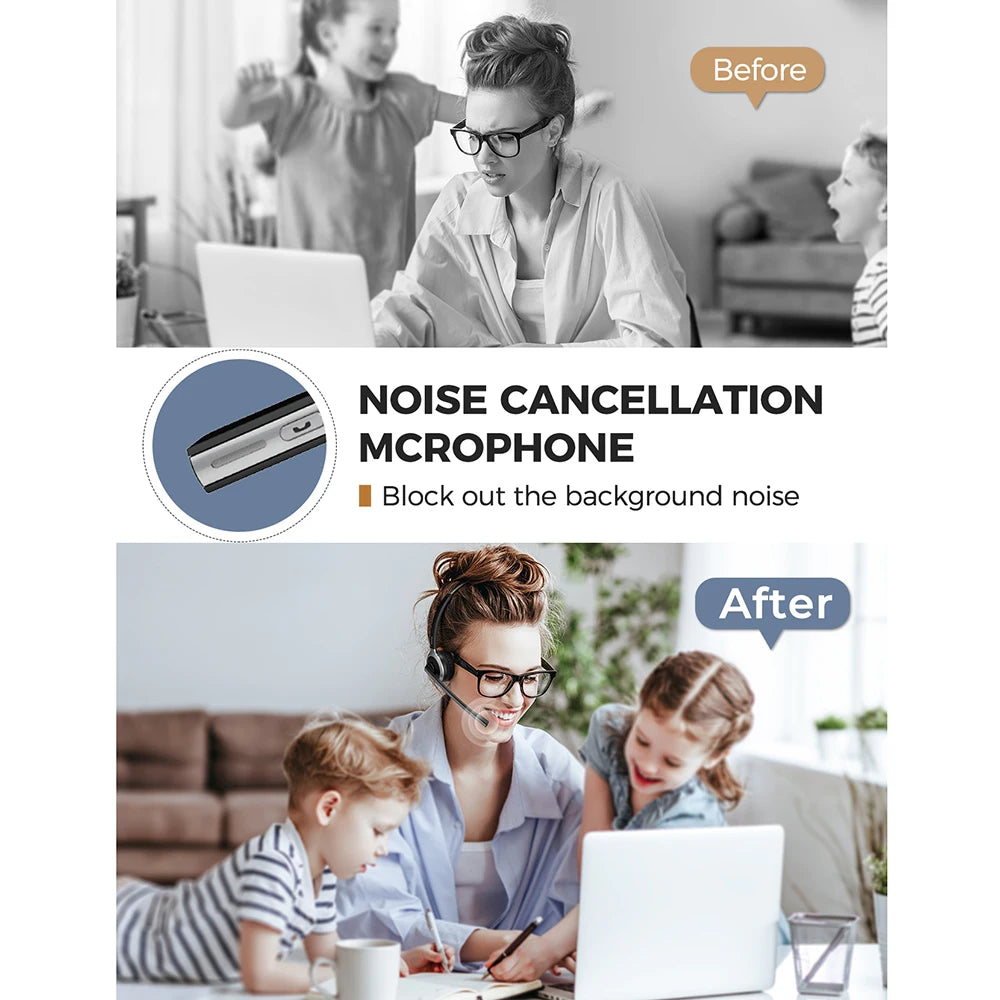 Wireless Headphones Bluetooth Headset With Mic Noise Canceling