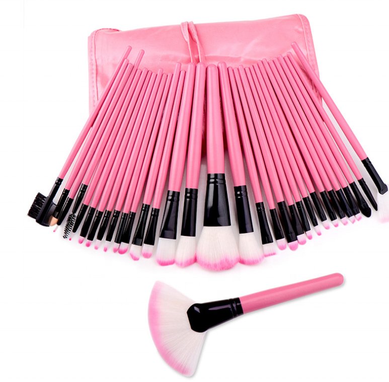 Wholesale 32 PCS Professional Makeup Brush Sets With PU Leather Carrying Case