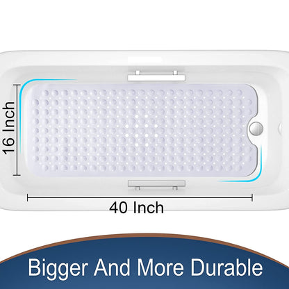 Blue Bathroom Non-Slip Bath Tub Mat With Suction Cup