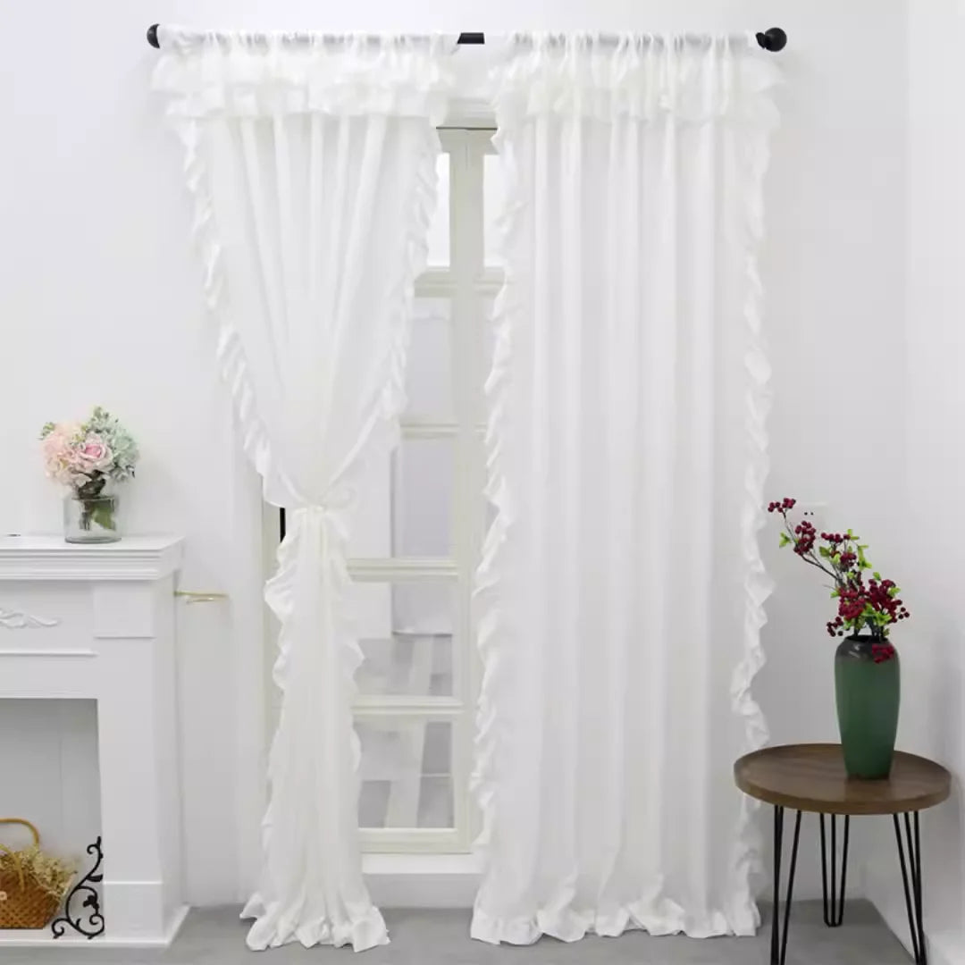 White Ruffle Sheer Curtain