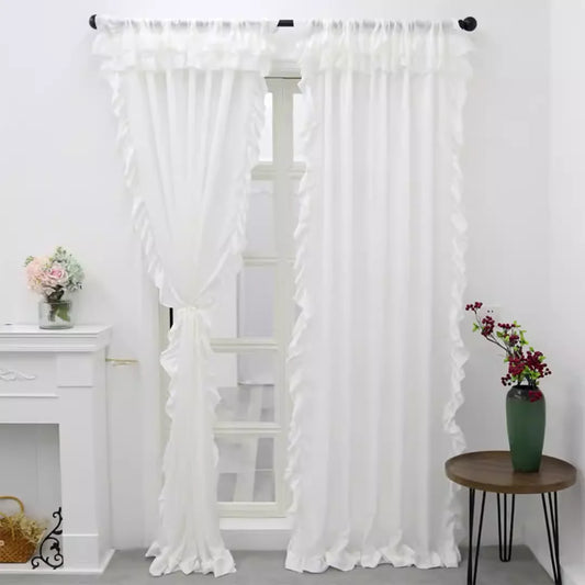 White Ruffle Sheer Curtain