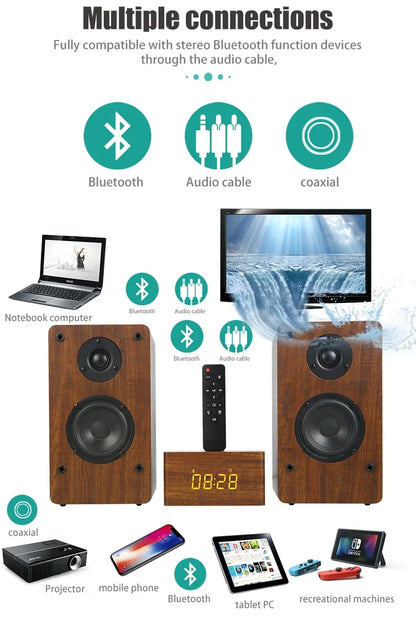 Wooden 200W 6.5 Inch Two-Way Bluetooth High Power Surround  Sound