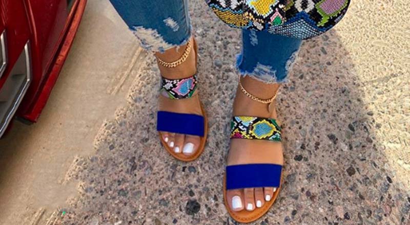 Colorful Snake Printing Purses and Sandals Set