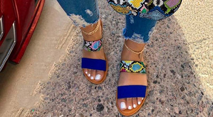 Colorful Snake Printing Purses and Sandals Set