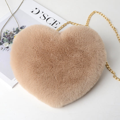 Fur Heart Shaped Purse