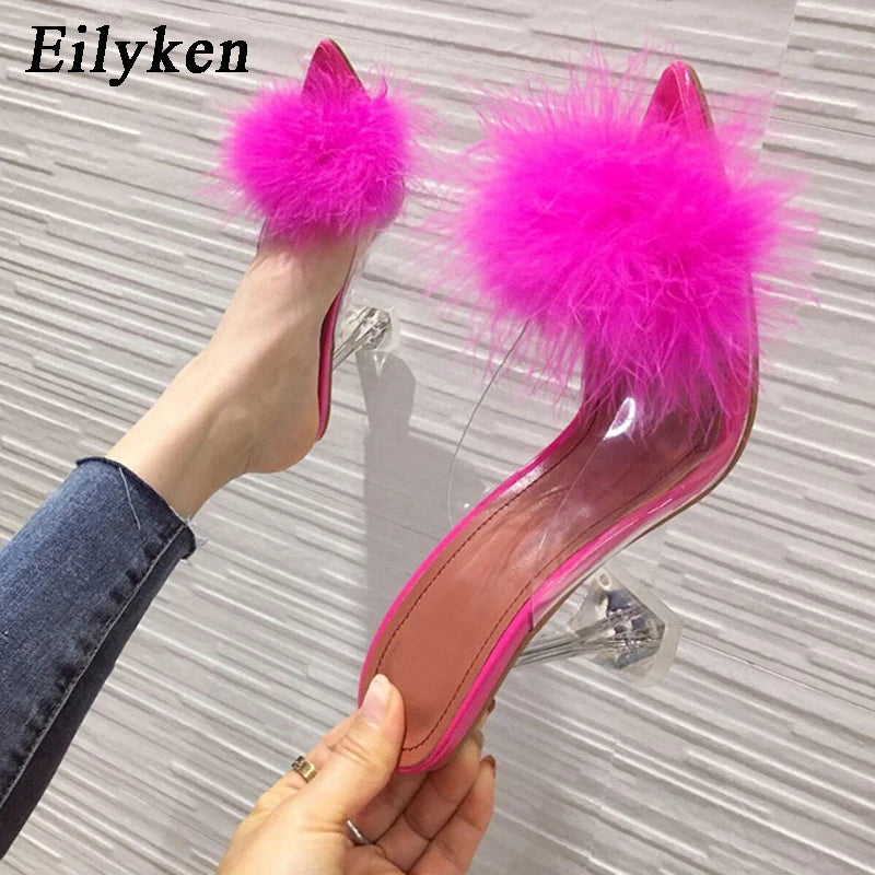 Women's Fashion Furry Slipper Heels