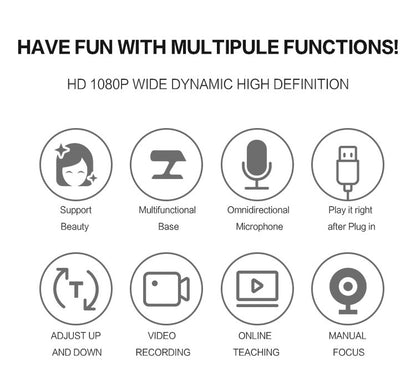 HD Webcams Computer 1080P Webcam With  Privacy Cover for PC Laptop