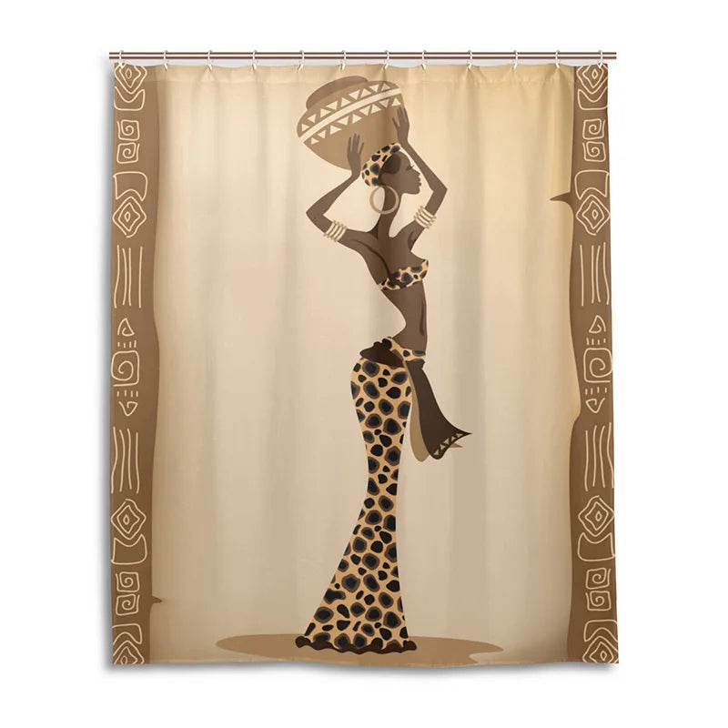 African Women Waterproof Shower Curtain