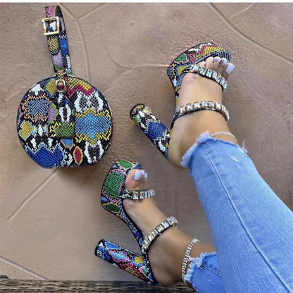 Round Bags Bling Money Purse Snakeskin