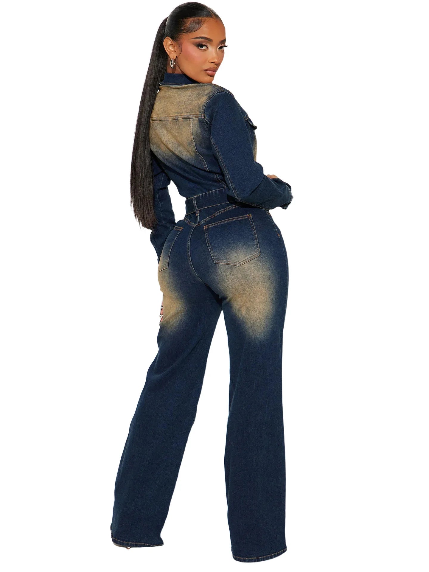 Women's Casual Washed Denim Jumpsuits