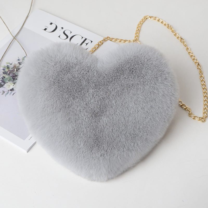 Fur Heart Shaped Purse