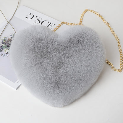 Fur Heart Shaped Purse