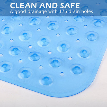 Blue Bathroom Non-Slip Bath Tub Mat With Suction Cup