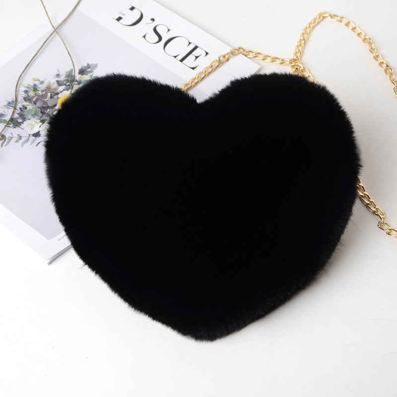 Fur Heart Shaped Purse