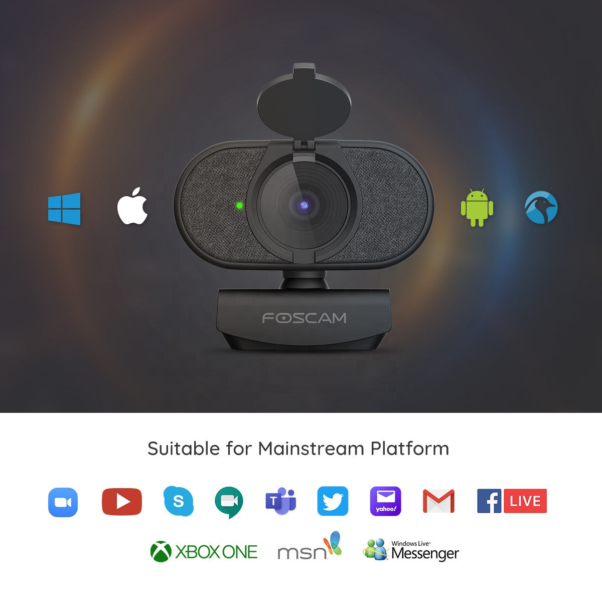 Webcam 2K Mini Streamcam for Smart TV With Cover and Stand